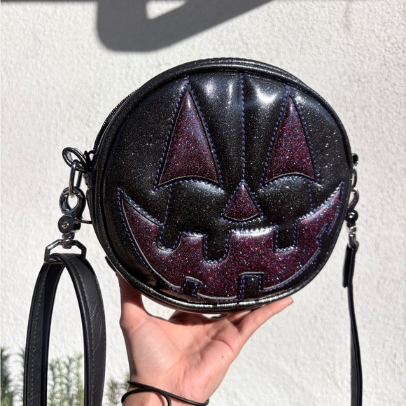 love pain and stitches Handbags - Love pain and stitches Gothic Black and Purple Pumpkin Mini Bag
